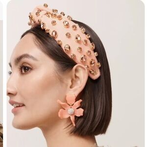 Lele Sadoughi Peach Fuzz Oval Crystal Knotted Headband